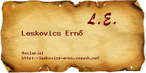 Leskovics Ernő névjegykártya